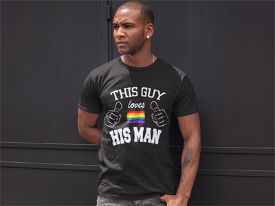 This Guy Loves His Man - Mens Gay Rainbow T Shirt