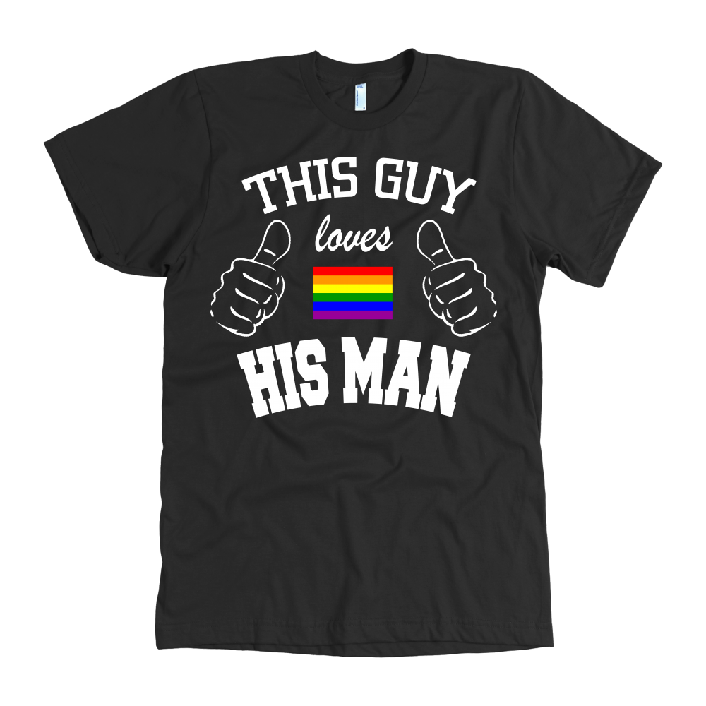 This Guy Loves His Man - Mens Gay Rainbow T Shirt