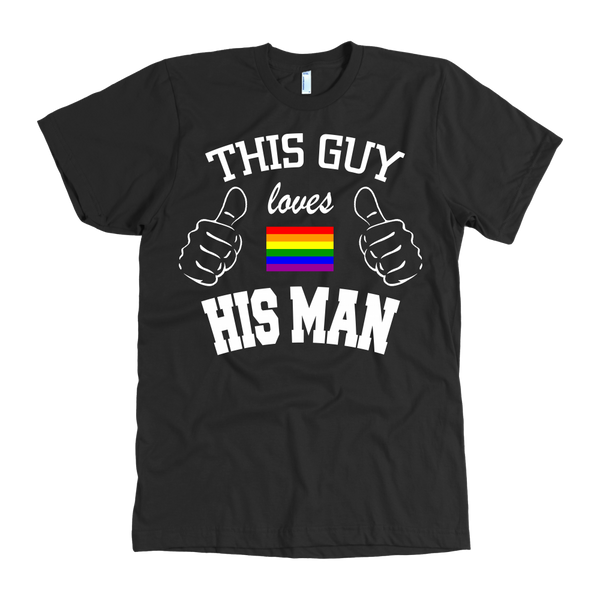 This Guy Loves His Man - Mens Gay Rainbow T Shirt